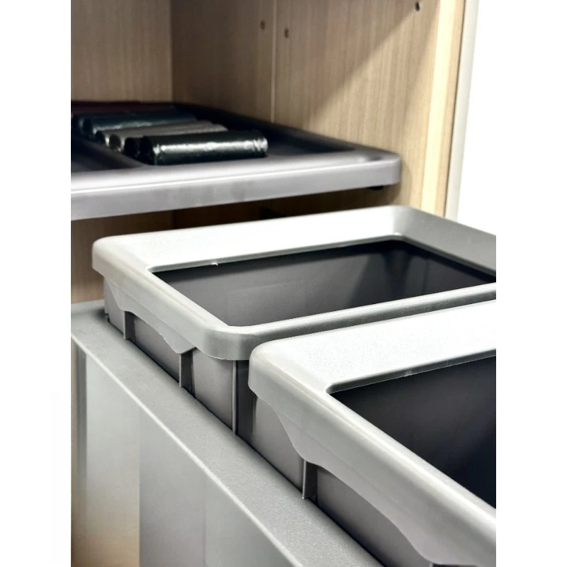 2025 NEW Arrival Push and Pull Two Box Dustbin Soft Closing Kitchen Cabinet Classification Organizer Built in Sliding Waste Bin