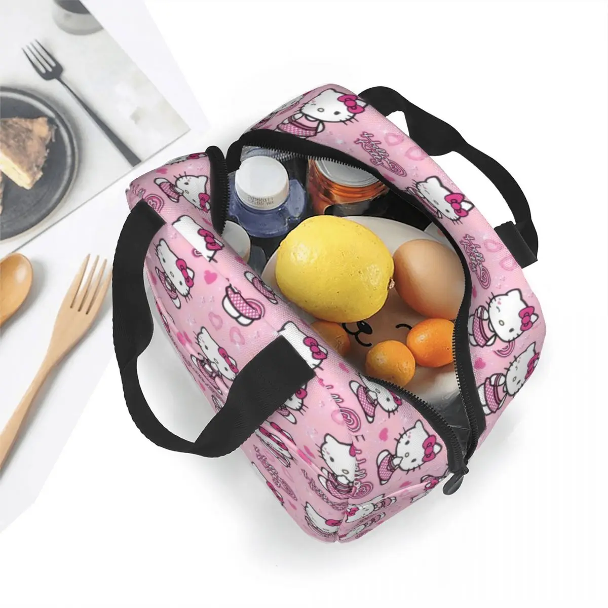 Hello Kitty Insulated Lunch Bag Leakproof Cartoon Lunch Container Cooler Bag Tote Lunch Box Work Picnic Food Bag