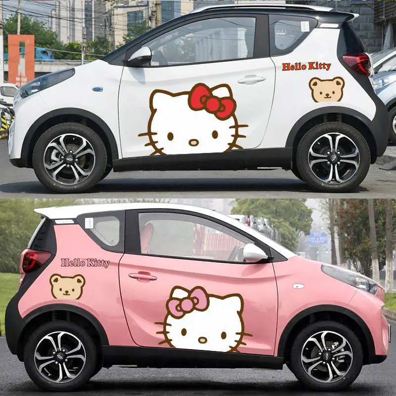 Kawaii Car Sticker Hello Kitty Car Cover Car Film Water Proof Sun Protection Sanrio Cover Scratches Cartoon Car Accessories Gift