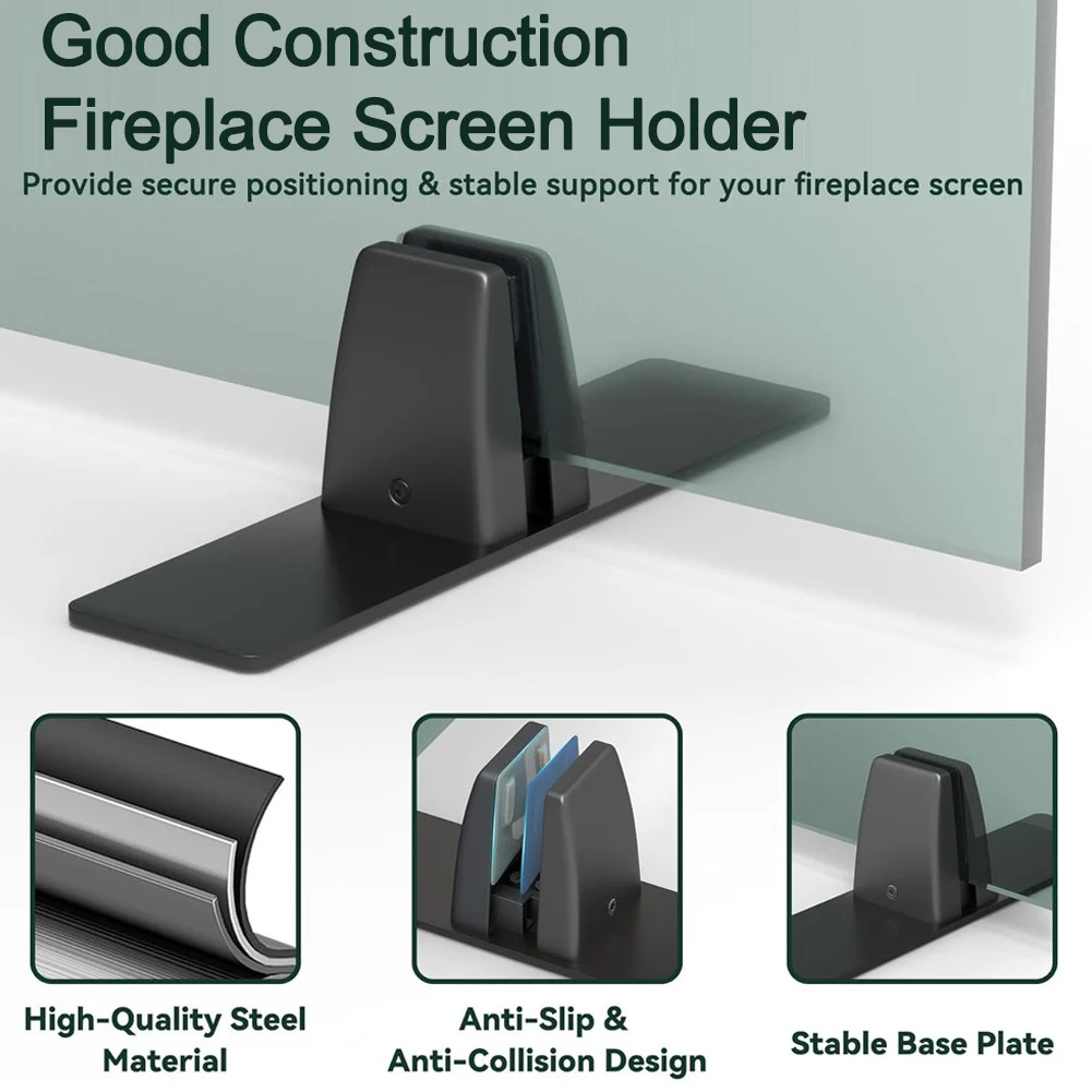 Aluminum Alloy Fireplace Screen Stand 2pcs Support Bracket for Glass Panels Designed for High Temperature Environments