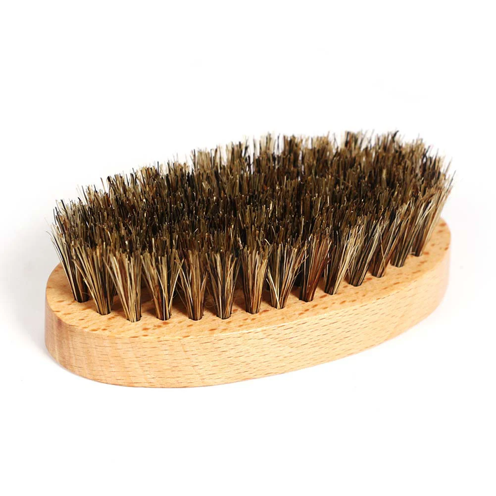 Brocha ovalada para bigote y barba con cerdas de jabalí para hombre con mango de haya en brocha de afeitar de color primario natural (85x45x28cm)