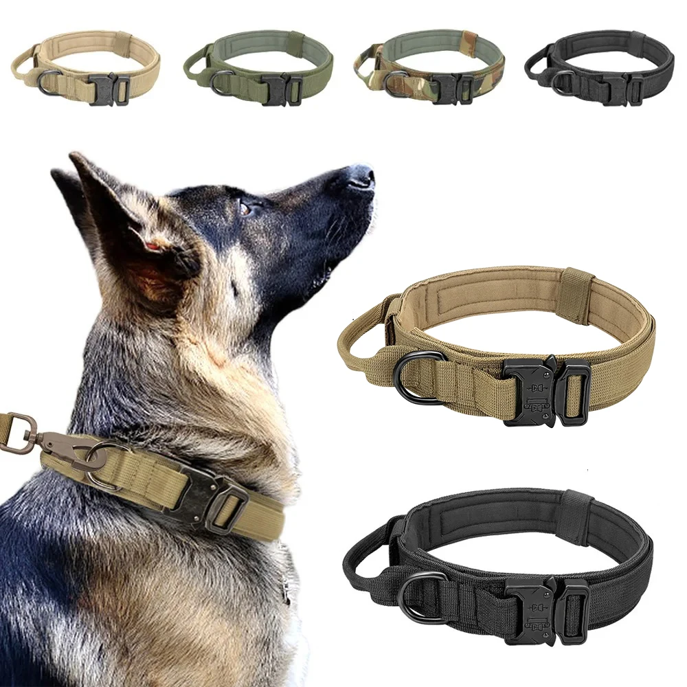 Durable Tactical Police Dog Collar Military Adjustable Duarable Nylon German Shepard For Medium Large  Training Pet Accessories