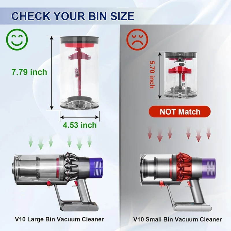 다이슨 V10 SV12 진공 청소기용 쓰레기통 교체 액세서리, 대형 쓰레기통 부품 번호 969509-01