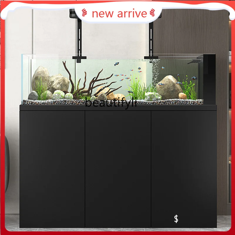 

Stream tank South American living room household ecological fish tank bottom filter ultra-white glass side overflowH