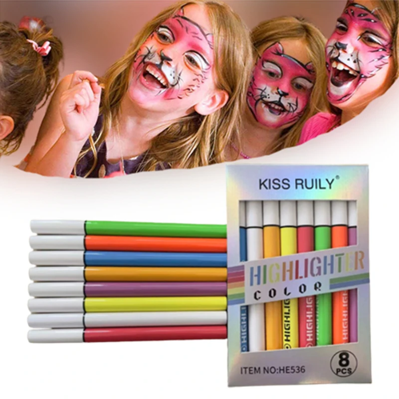 8 قطع من محدد العيون المتوهج في الظلام، محدد عيون سائل لامع، قلم مكياج فلورسنت نيون، مكياج عيون للوجه للمهرجانات الموسيقية والحفلات #1