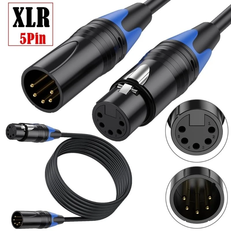 XLR Male to XLR Female Cable 5 Pin to 5 Pin DMX Cable XLR 5 Pin audio Cord For XLR Mixer Speaker Amplifier Live Microphone Line