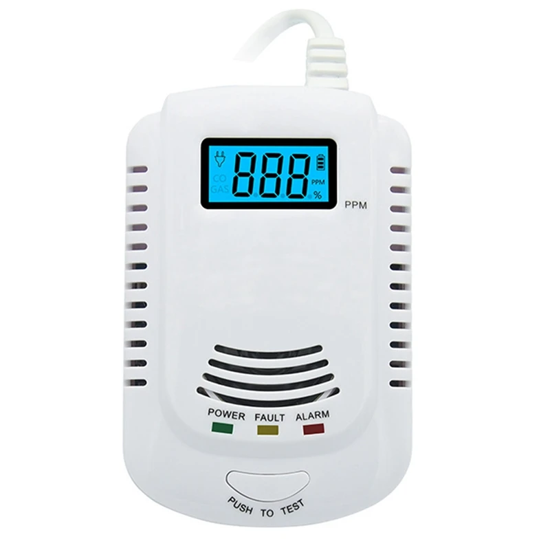 Gas Leak Detector Analyzer Carbon Monoxide Sensor LCD Digital Displayer Natural Gas 2 In 1 Alarm System