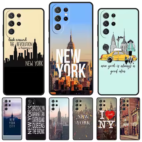 New York City phone case For Samsung Galaxy S24 S23 S22 Ultra Note 10 20 Plus S8 S9 S10 S20 S21 FE Cover