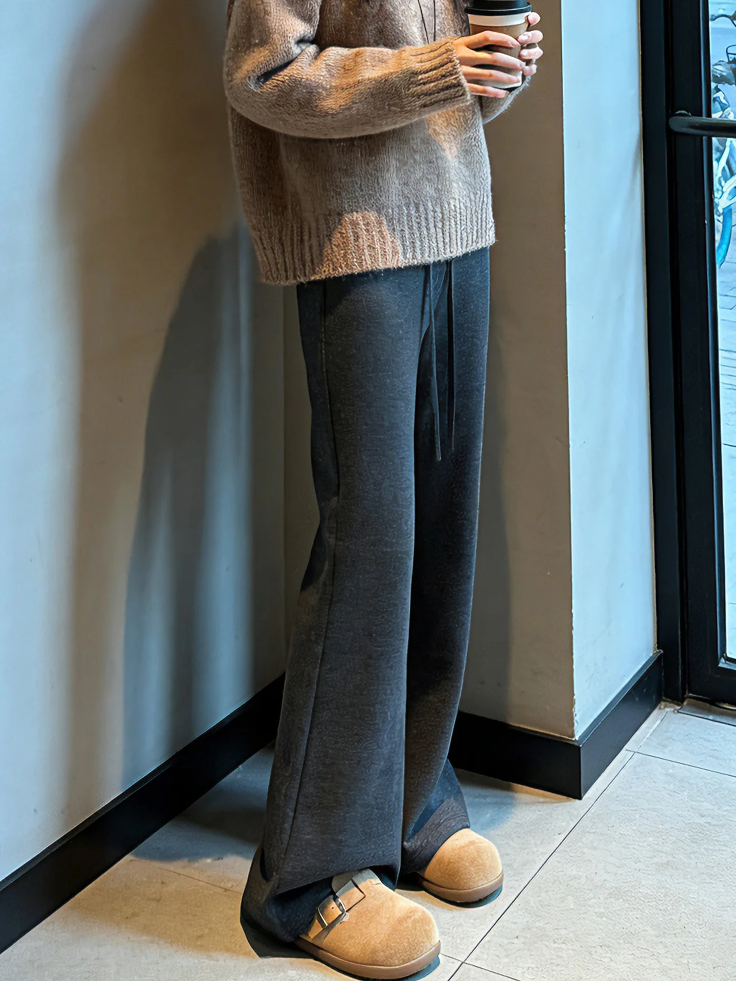 

Acetate Wool Fce Lined Flared Pants Women's Autumn Winter plus Size Casual Yoga Trousers High Waist Slim Fit ket Details