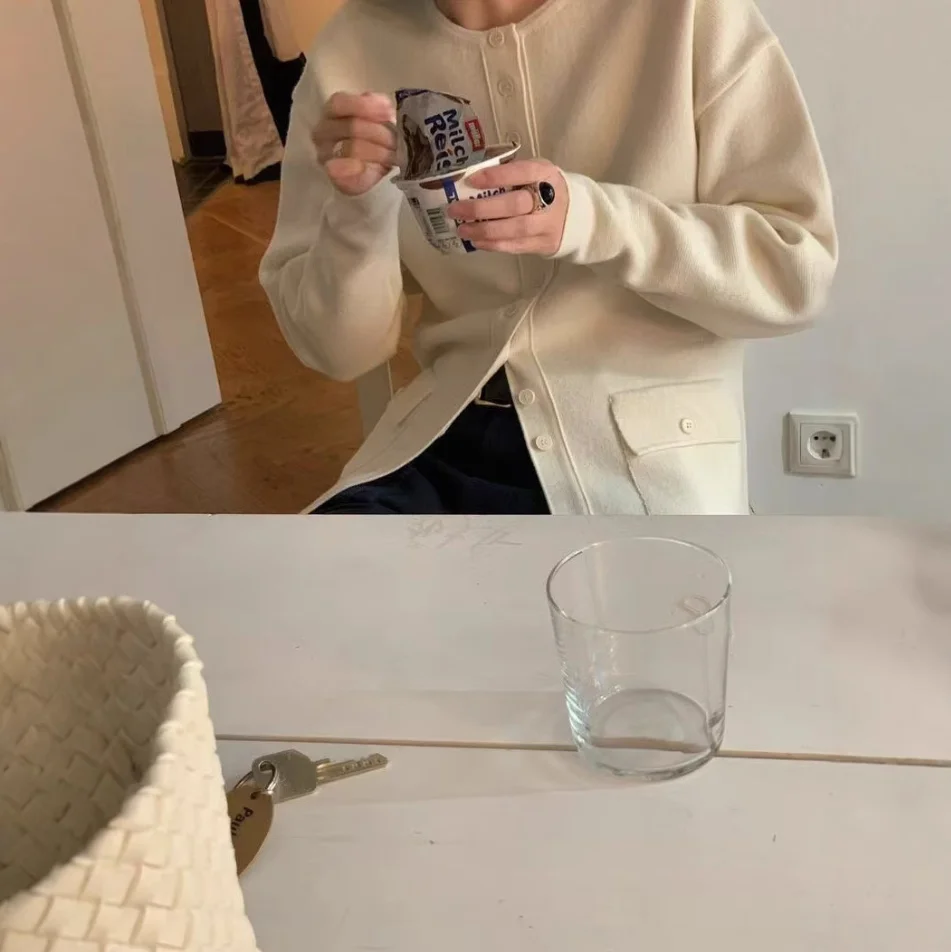 Lero*be Women's Woolen Knitted Cardigan Coat with ket Single Button Pure Color Winter Faion Long Sve round Ne