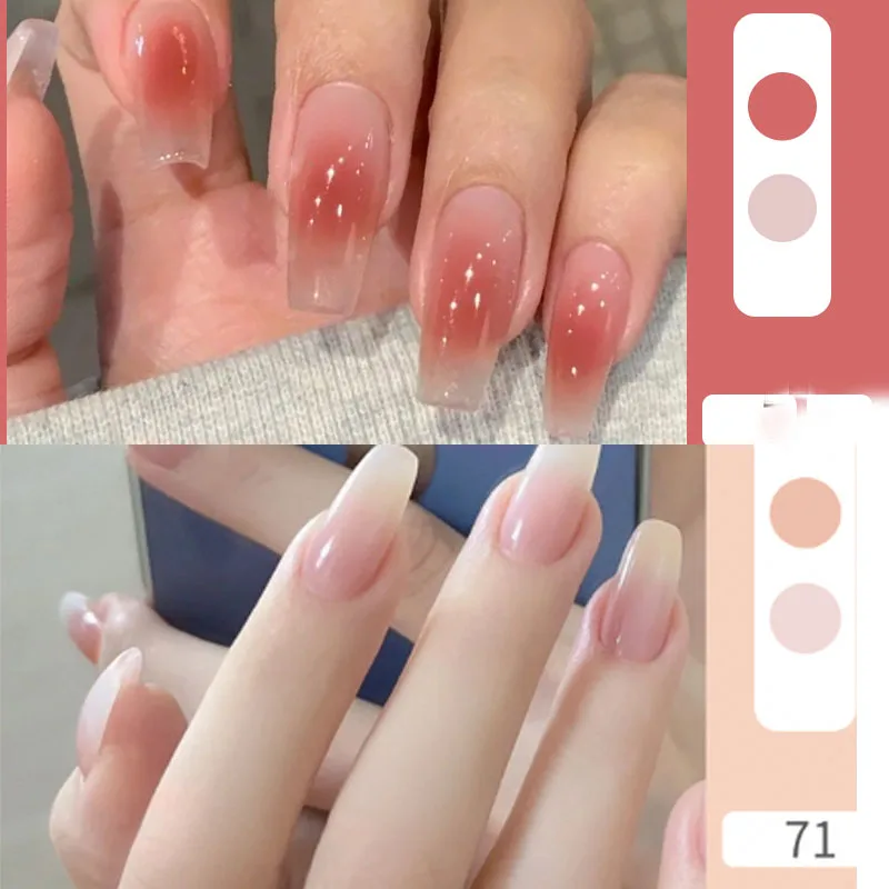 Mix 2 Sets Fake Nails Reusable Stick On Nails Press on Full Cover False Nail Tips with Jelly Stickers Makeup Accessories