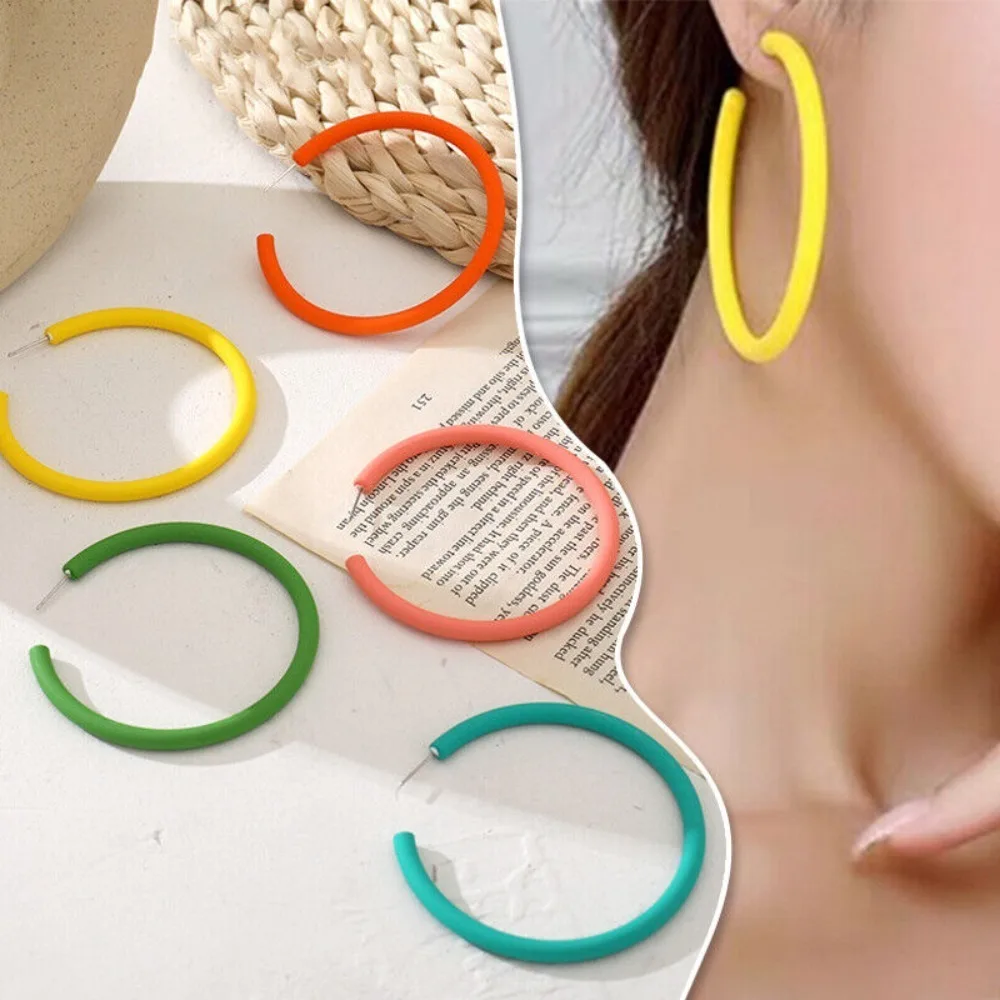 1 pair New Acrylic Circular Earrings Circle Jewelry Acrylic Earrings Round Ear Jewelry Women