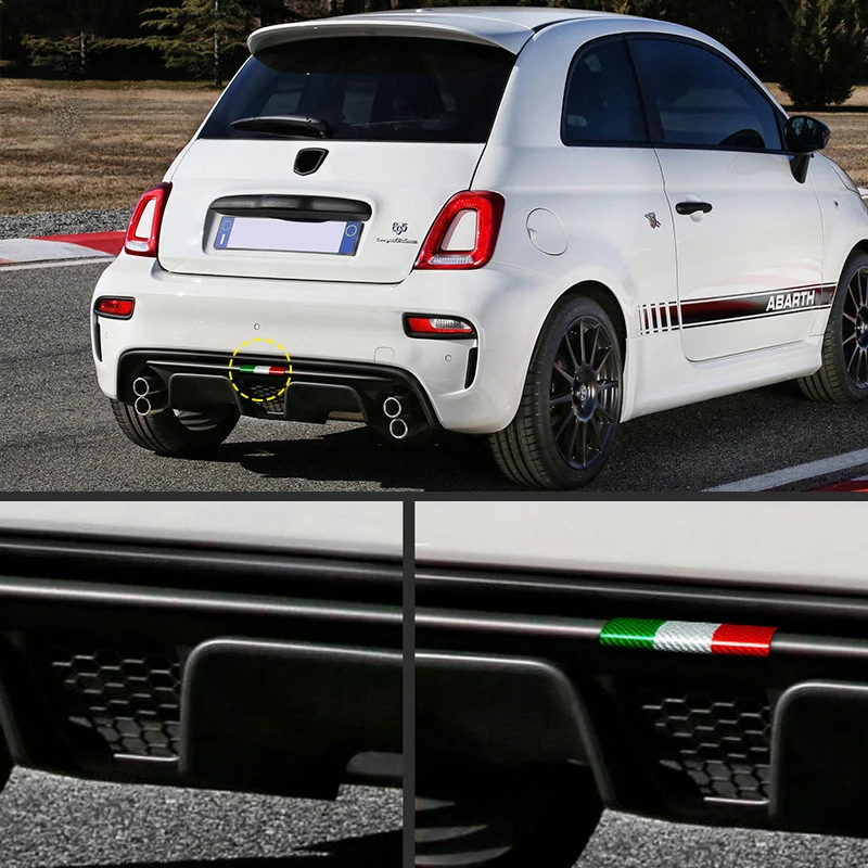 

Real Carbon Fiber Rear Bumper Trim with Italian Flag Stripes for Abarth 595 695 2017-2024 Red White Green Tricolor Accent 1Pc