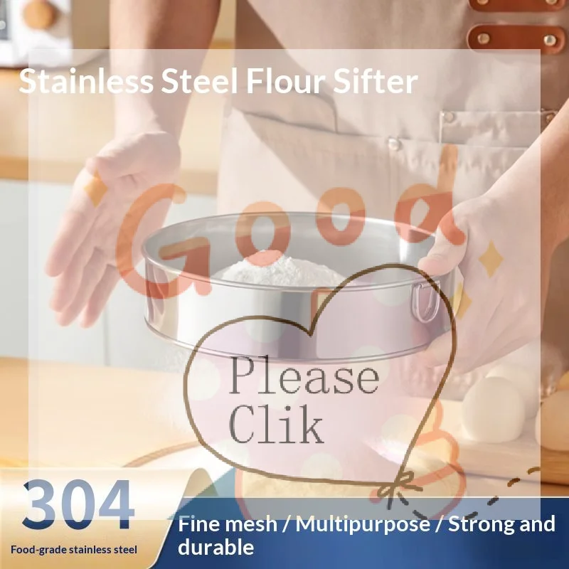 【HG】Round Flour Sieve Stainless Steel 15/20/25/30/35cm Mesh Flour Sifter Ultra-fine 40/60 Mesh Silver Handhold Strainer Sifters