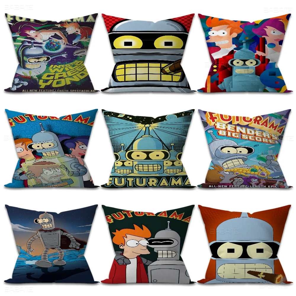 Cartoon F-Futurama Pillow Covers Cartoon Sofa Decorative Home Double-sided Printing Short Plush Cute Cushion Cover