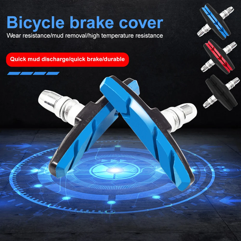 

1Pair Mountain Road Mute Bike Brake Pads MTB Bicycle Braking V-Brake Holder Shoes Rubber Blocks Durable Cycling Accessories