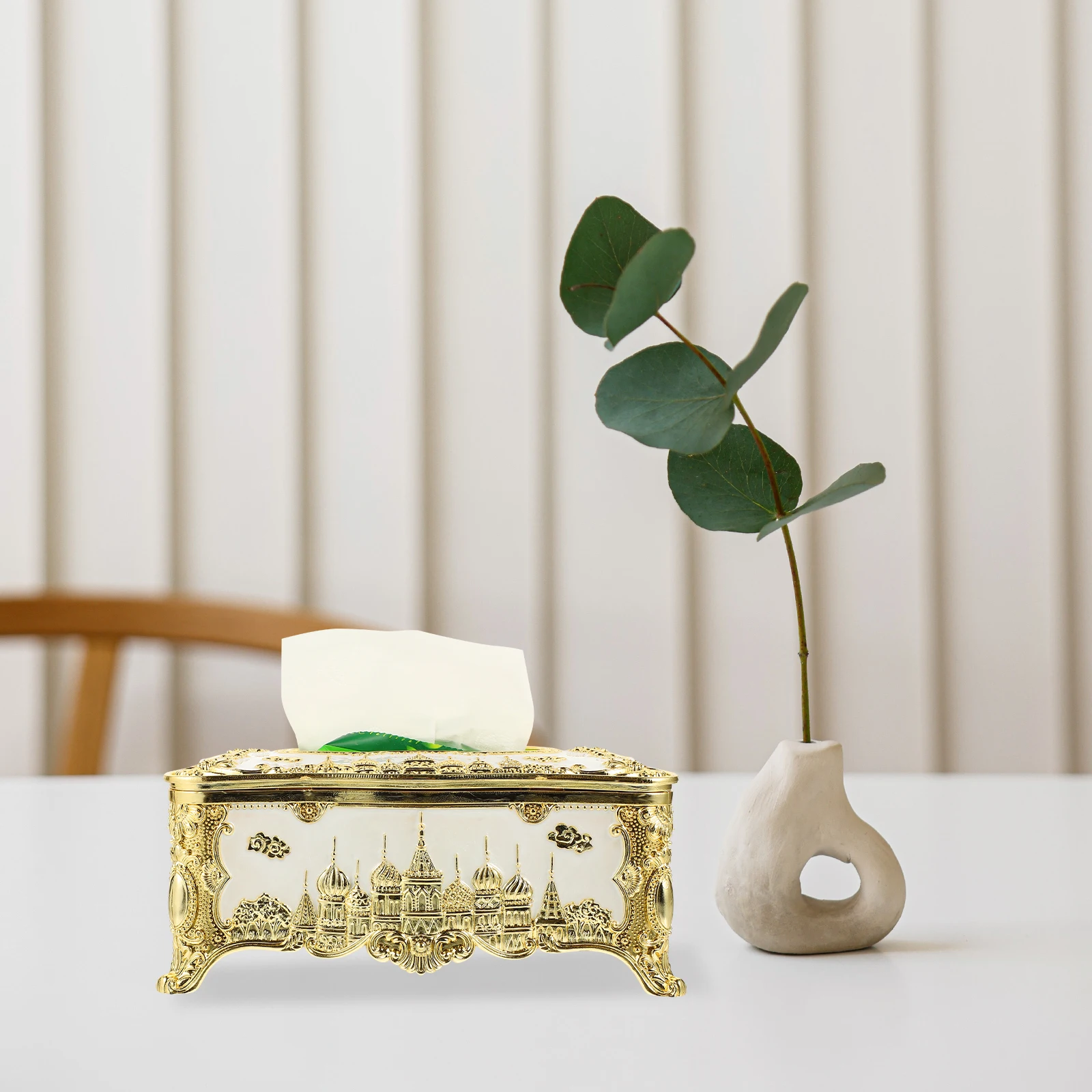 

Embossed Tissue Box Cover Retro Style Tabletop Napkin Holder For Home Dining Table Decorative Tissue