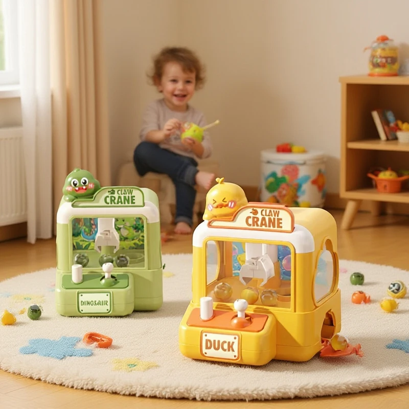 1 Set Mini Claw Machine Toy Fun Candy Claw Crane With Easy Controls Duck Cartoon Grab Ball Game For Toddlers Kids