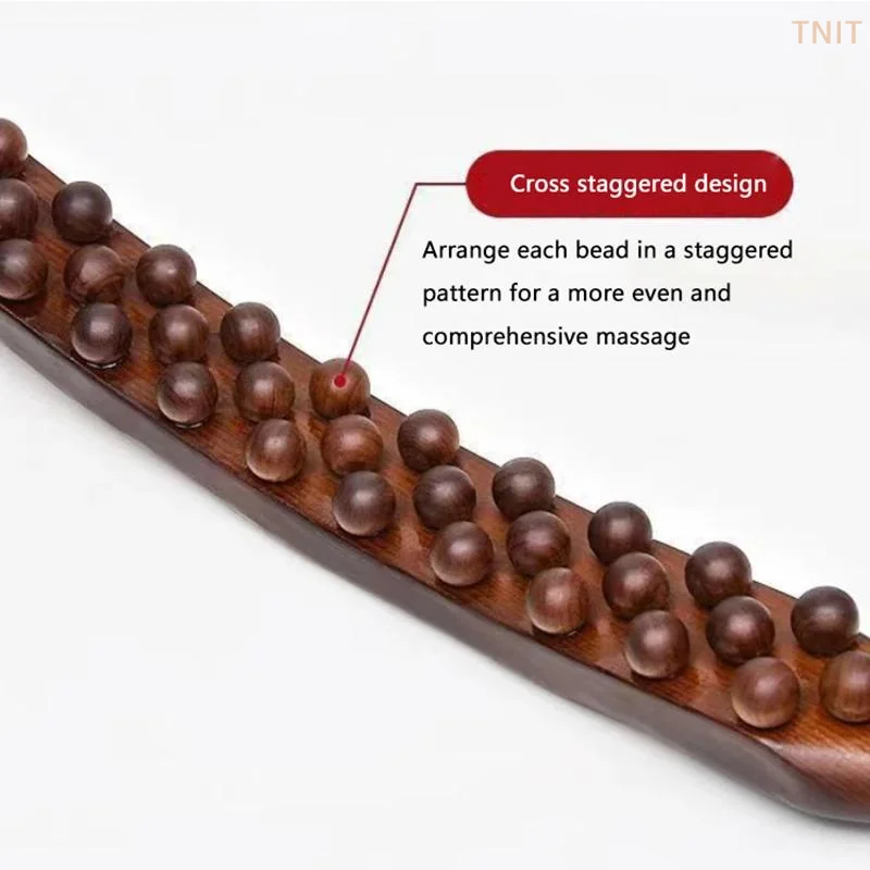 [J]59 Beads Universal Back Massage Tendons Scraping Stick Point Treatment Gua Sha Relax Therapy Tool Abdominal Massager(Plastic)