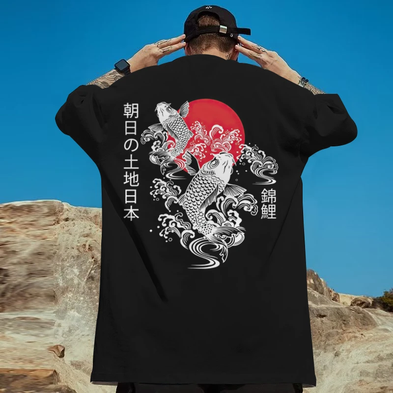 Camisetas manga corta para informales de hombre, ropa con estampado de dragón japonés 3d, de gran tamaño, Tops de calle Harajuku diarios