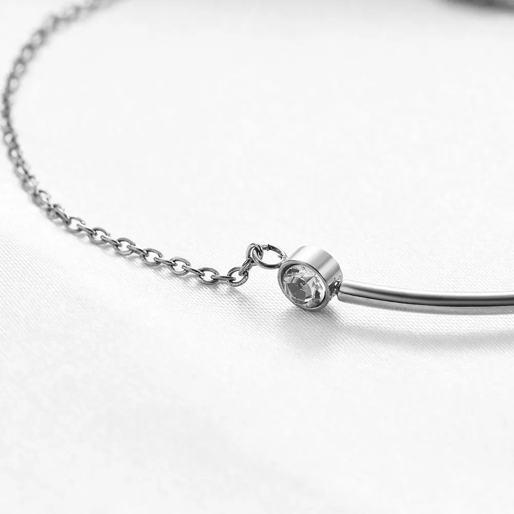 VQYSKO Half-rod Bracelet and Chain A Zircon Pendant For Women Stack Link Cuff Jewelry Birthday Gift to Her