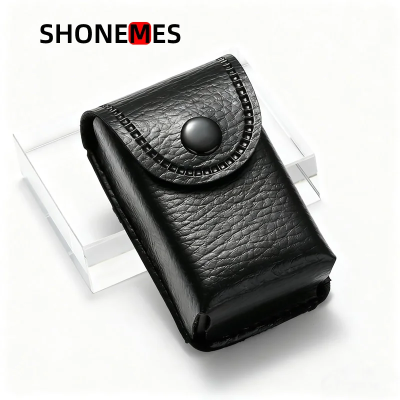 Shonemes Foldable Presbyopia/Myopia Glasses Cases Folding Sunglasses Leather Button Box Black Brown Eyewear Case