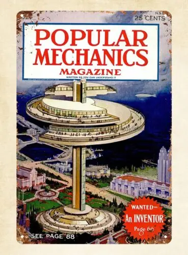 Cubierta de revista Popular Mechanics 1930, letrero de estaño de metal, decoración del hogar, cerca de mí