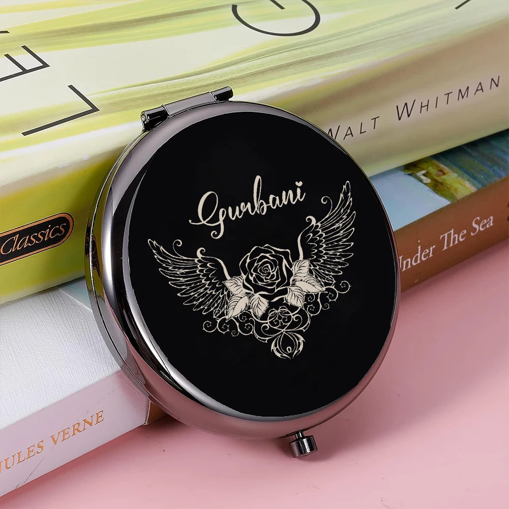1pc Cartoon Unique rose Custom Name Pocket Mirror Makeup Mirror Round Circle Mirror Christening Souvenir
