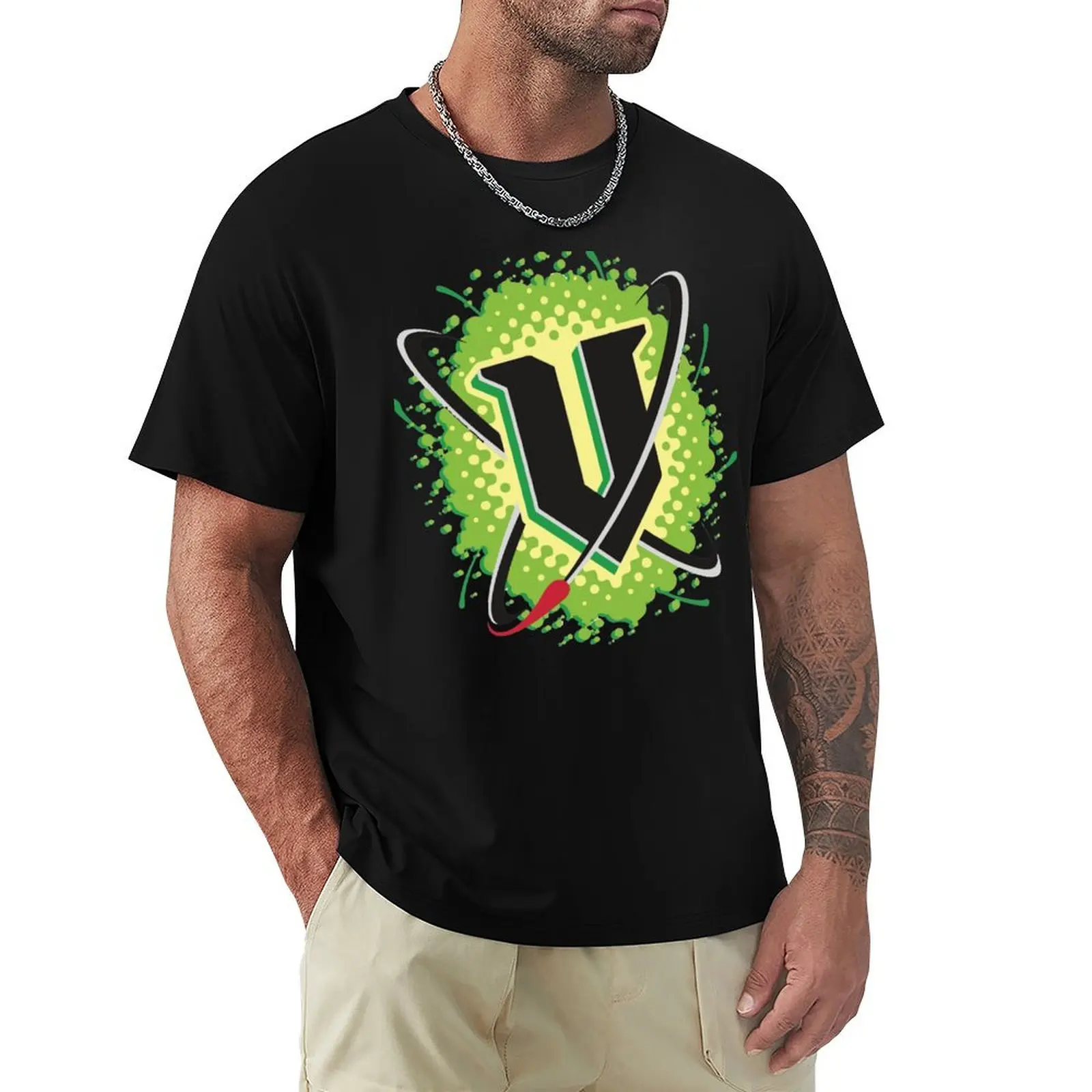 V Energy Logo (Corner) T-Shirt Plus Size Basic Cotton T-Shirt