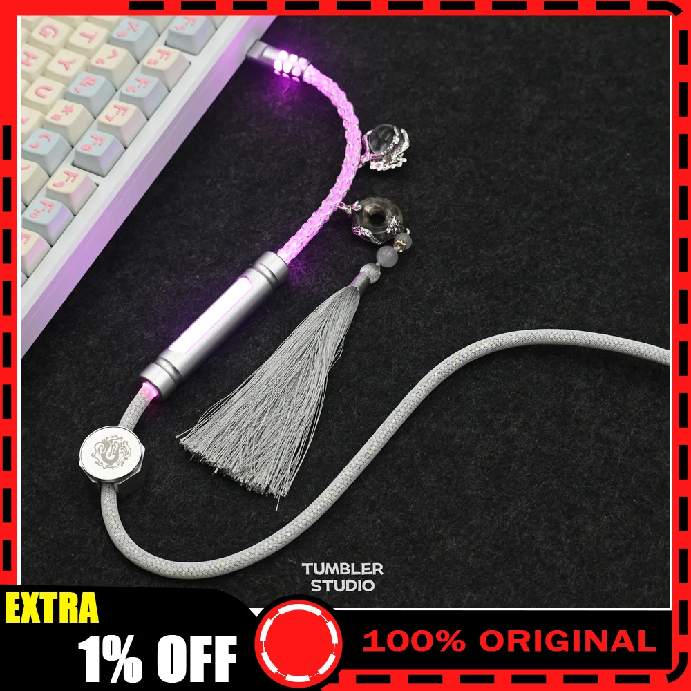 Tumbler Studio Silver Dragon V2 One-to-Two 8K Full Lighting Single Crystal Copper Custom Mechanical Keyboard Aviator Cable
