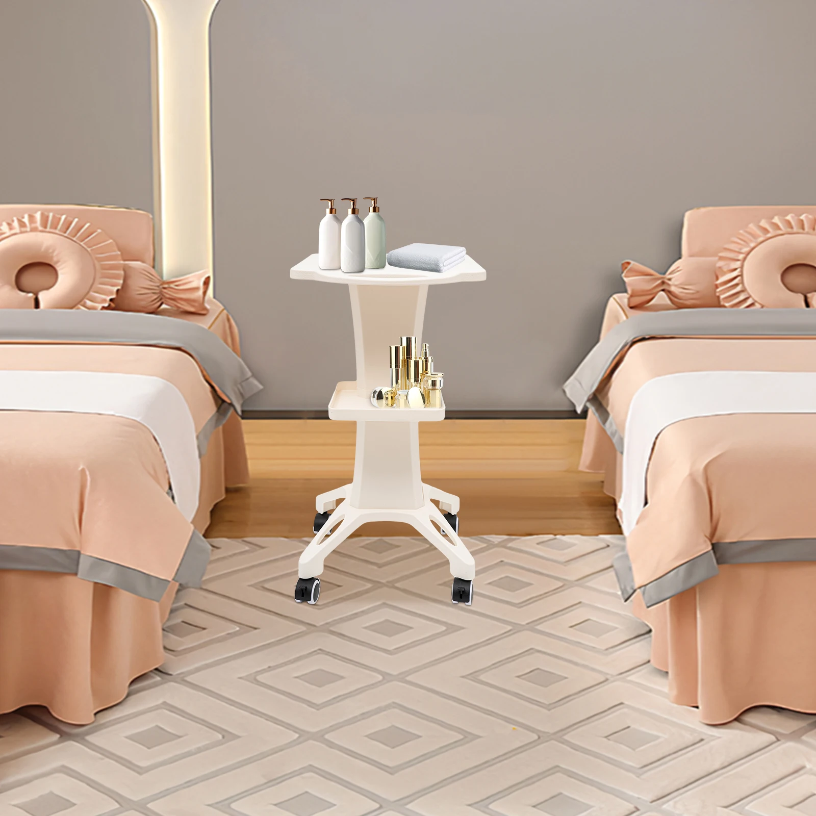 Salon Trolley White ABS Beauty Salon Rolling Cart for Beauty Salons Beauty Centers