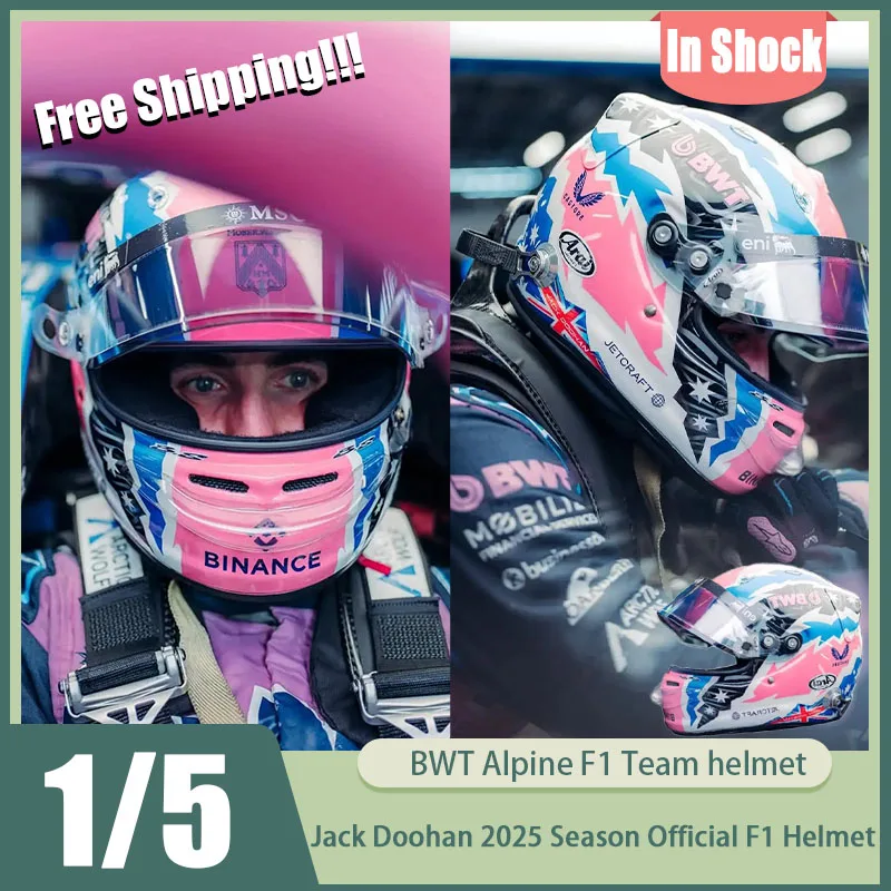 

New In Shock Spark 1:5 Jack Doohan 2025 Season Official F1 Helmet Replica 5hf205 Bwt Alpine F1 Team Special Livery Limited Toys