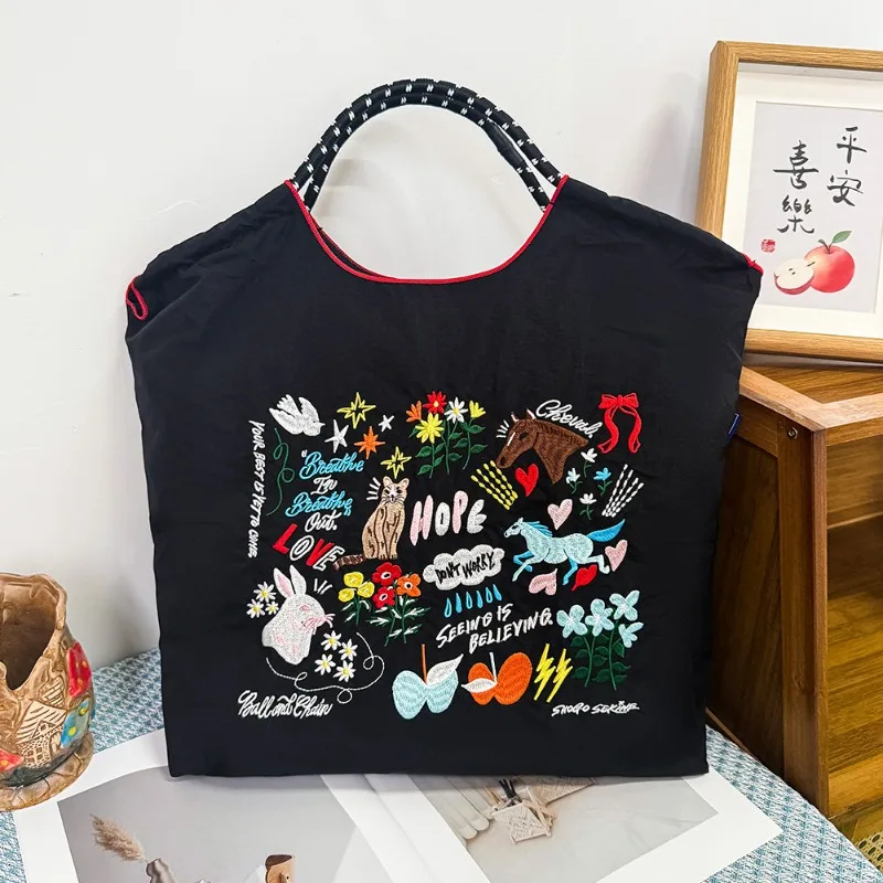 

Cute Makeup Bag Versatile Women Accessories Large Capacity Storage Shopping Canvas Single Shoulder Kawaii Girl Gift Wholesale