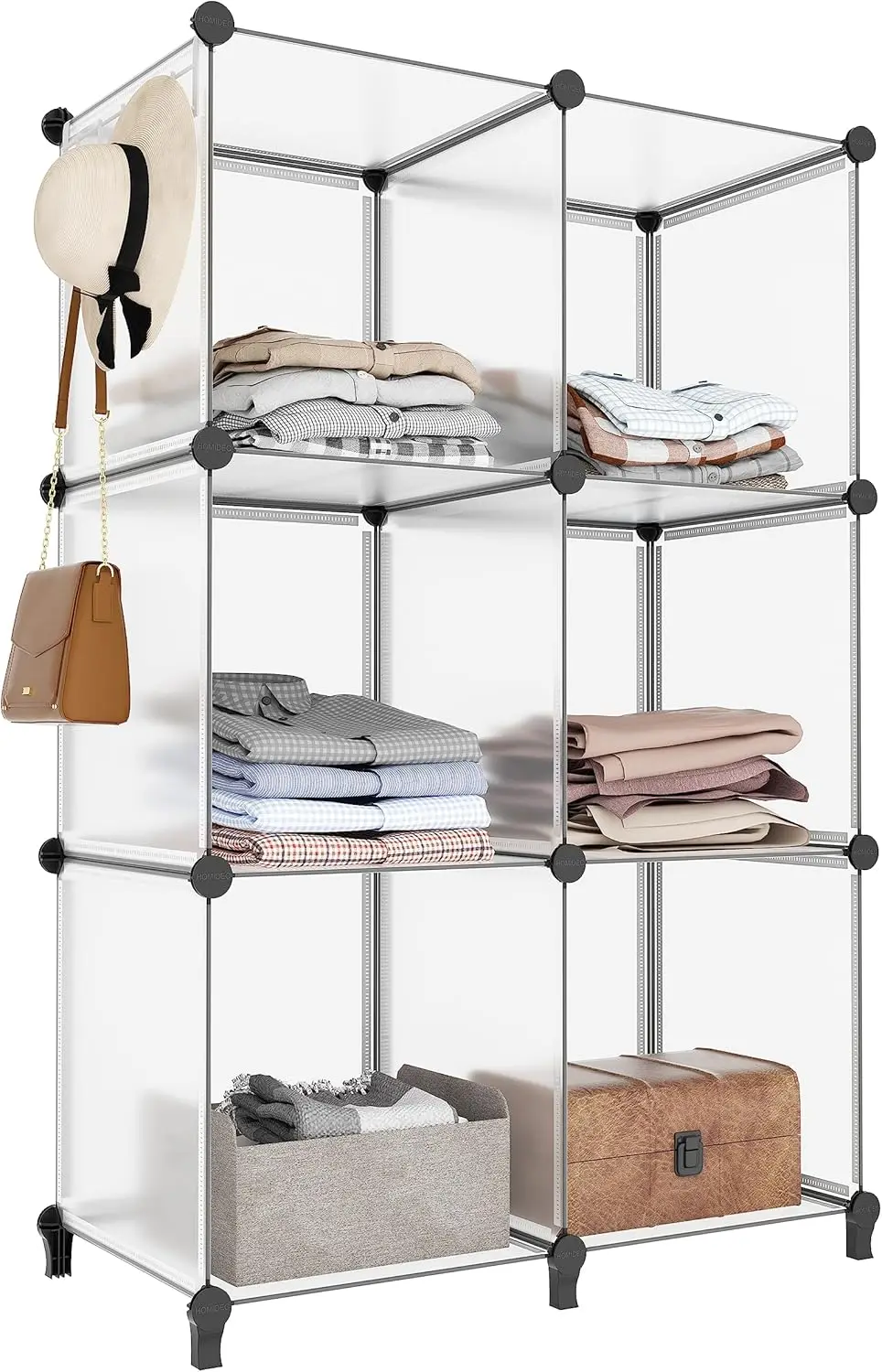 6-Cube Storage Organizer, Closet Organizer Storage Shelf Bookcase Bookshelf with    Hammer, Storage Cubes Organizer Cabi