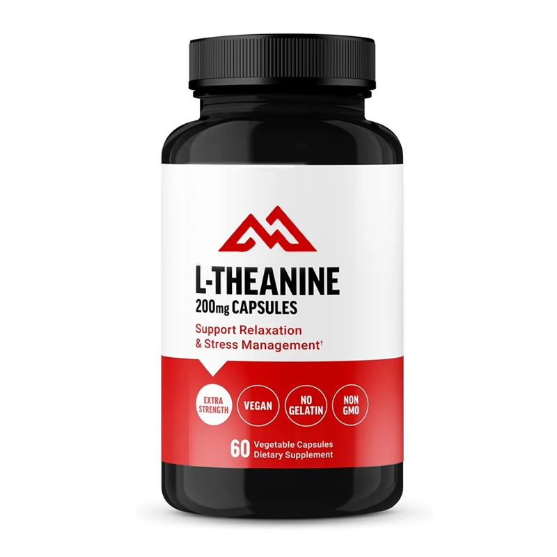 L-theanine supplement, relieves stress, supports calmness and relaxation, 60 vegetable capsules, non genetically modified