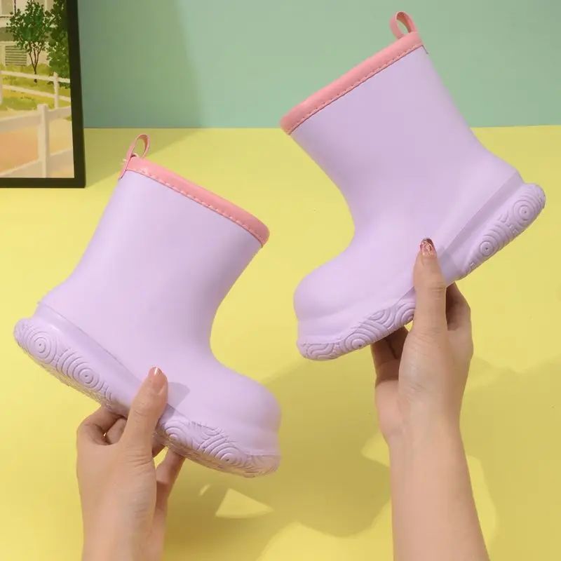 

Kids Girls EVA Rain Boots Lightweight Non Slip Furry Cute Kindergarten Short Rain Shoes for Toddler