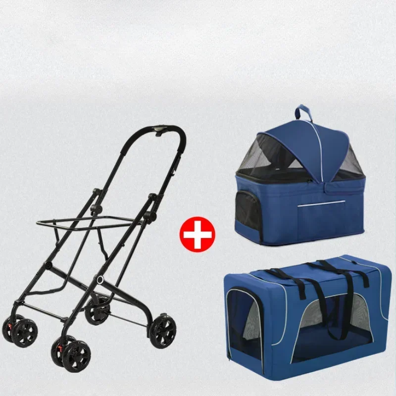 Separate double-layer pet stroller Lightweight outdoor dog cart Multi-pet stroller on upper and lower floors Portable pet cart