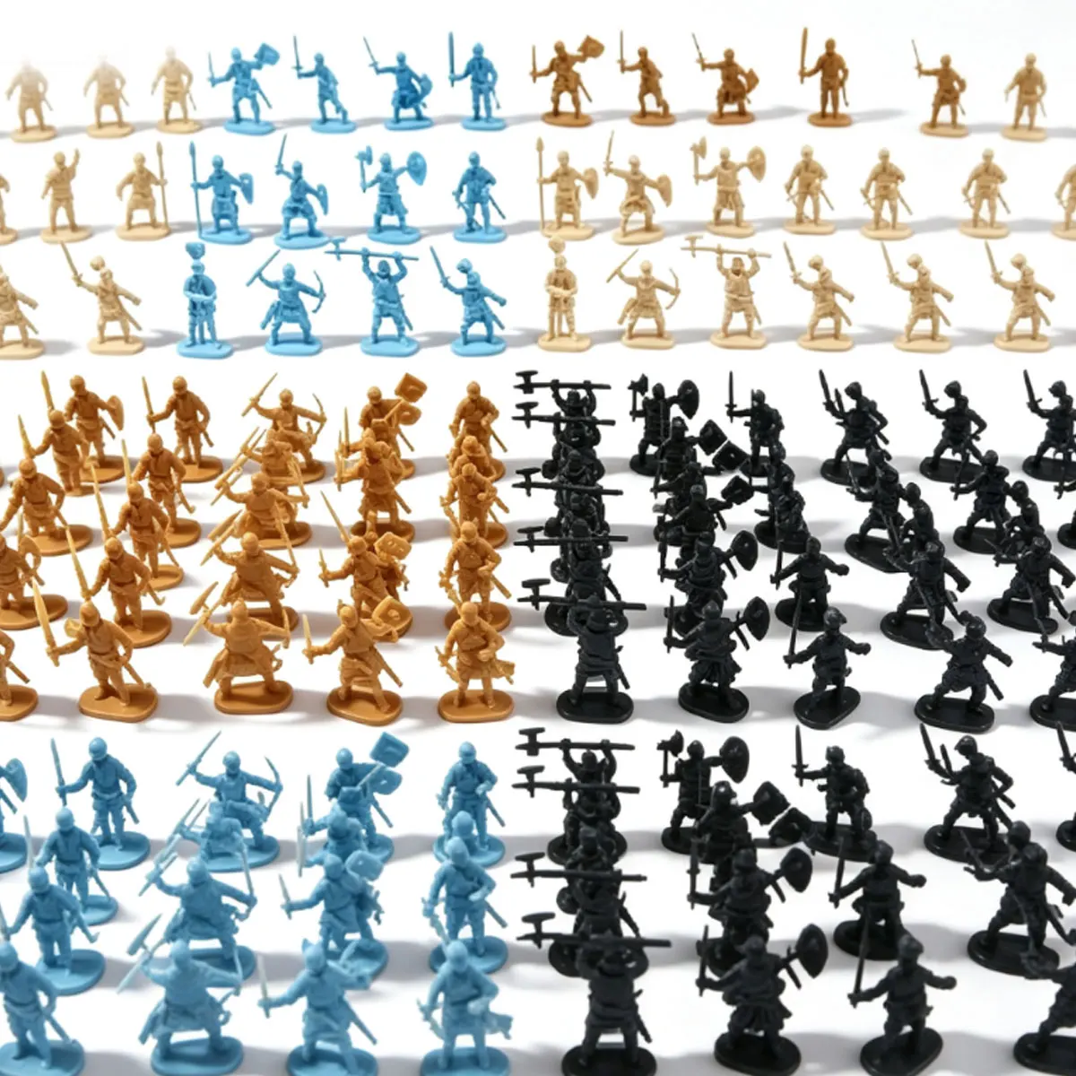 24 Stück Mini-Mittelalter-Soldatenfiguren, zufällig sortierte Stile, detaillierte Plastik-Krieger-Miniaturen für Diorama-Bastelarbeiten ZSY