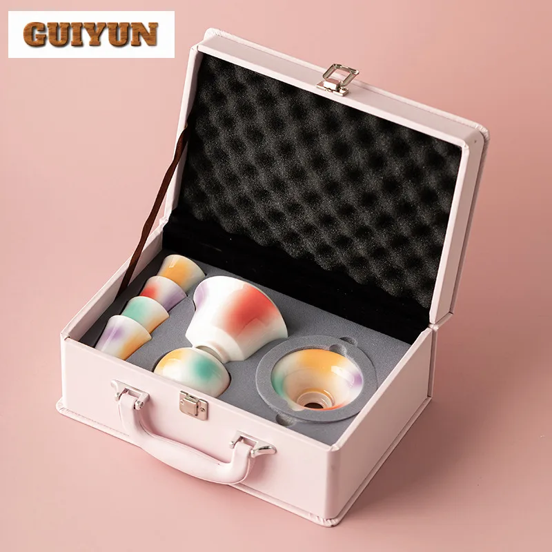 

Чайный сервиз Peach Blossom Cave Glaze, полный набор, роскошный набор для чайной церемонии, набор чайных чашек и чайных чашек, аксессуары для чая, украшения