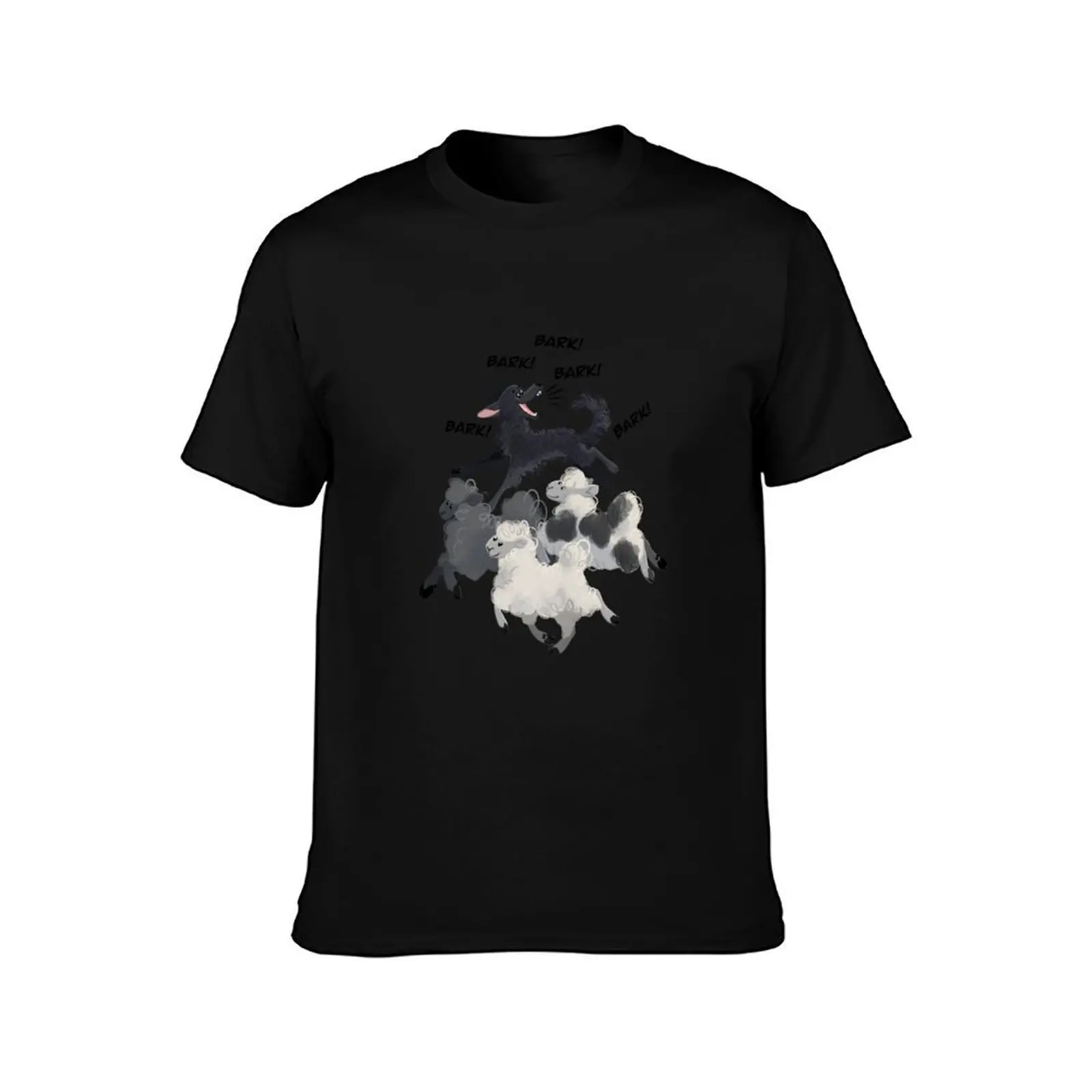 Mudi and sheep T-Shirt, Summer Casual Cotton Tee, Oversized Streetwear Tops, Vintage Graphic Print, Loose Fit Short Sleeve