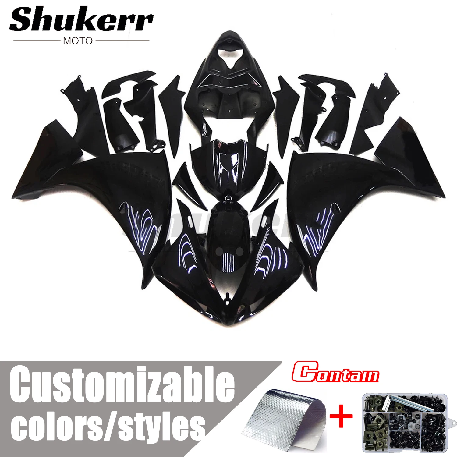 

New Abs Motorcycle Plastic Fairing Kit Injection Mold Bodywork Panel Kit Fit for Yamaha Yzf-R1 2009-2011 Yzf1000 2010 Black