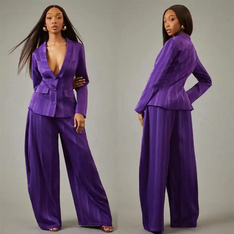 

Modern Women's Suits Single Breasted Shawl Lapel Jacket Sets Plus Size Office Ladies Work 2 Pieces Customized