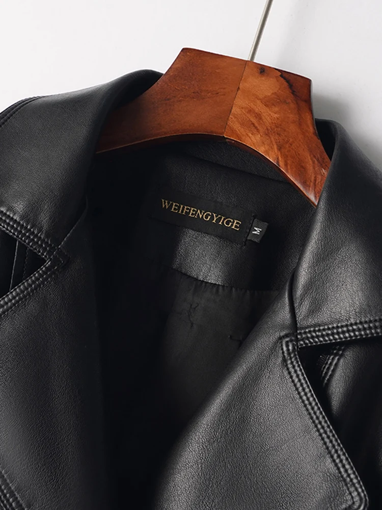   Ning 本革ジャケット レディース オートスリーブ プレミアムフィール Sサイズ 春秋新作 ブラシープスキンコート