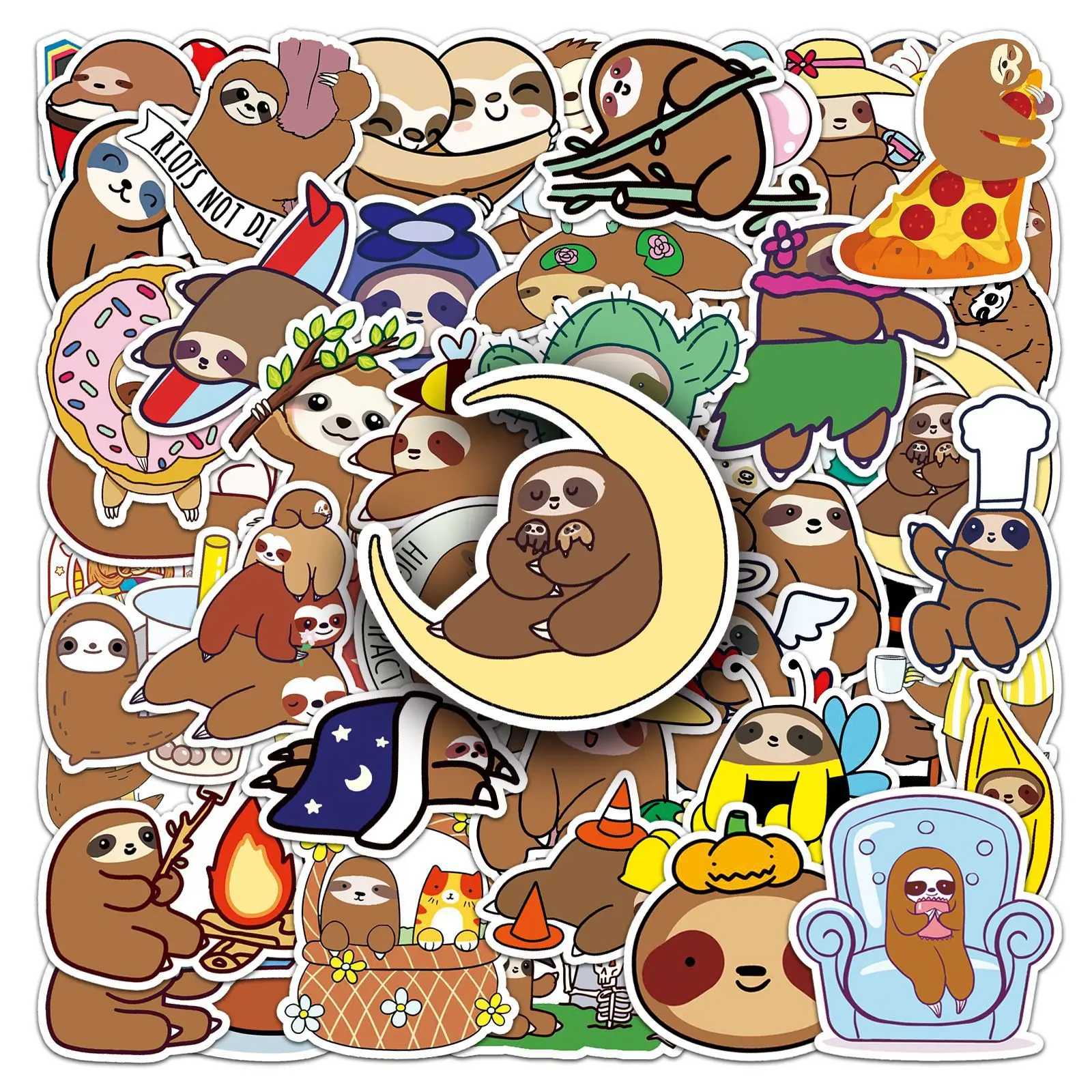 สติกเกอร์ลายการ์ตูนสลอธสุดน่ารัก 10/50 ชิ้น สติกเกอร์กราฟฟิตี้สุดฮา สร้างสรรค์ สำหรับตกแต่งสกู๊ตเตอร์ แก้วน้ำ เคสมือถือ กันน้ำ ของเล่น