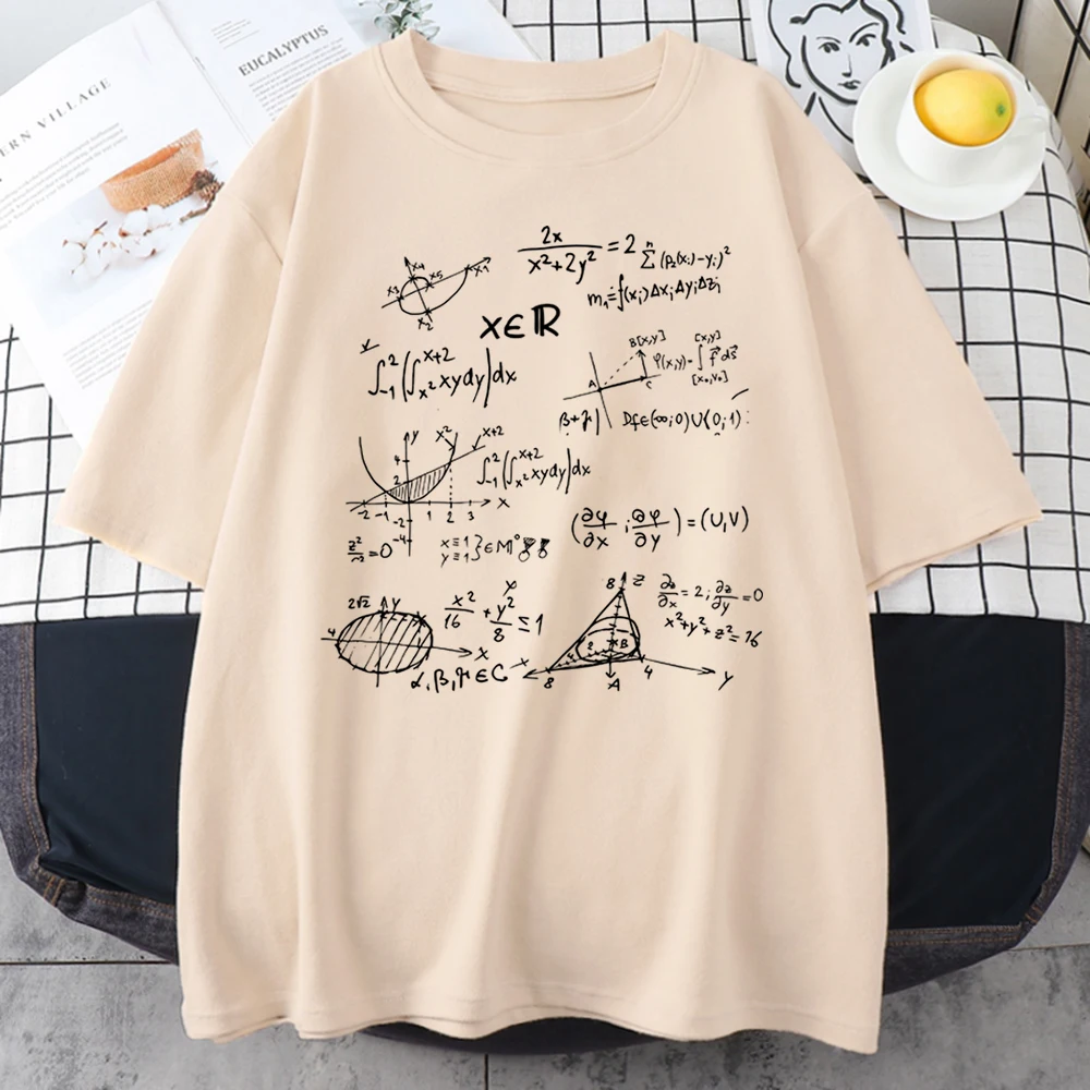 T-shirt 2024 Summer Mathematical Formula Women T-shirts The Big Bang Theory T Shirt Men Streetwear brand-clothing Top Tees Shirt