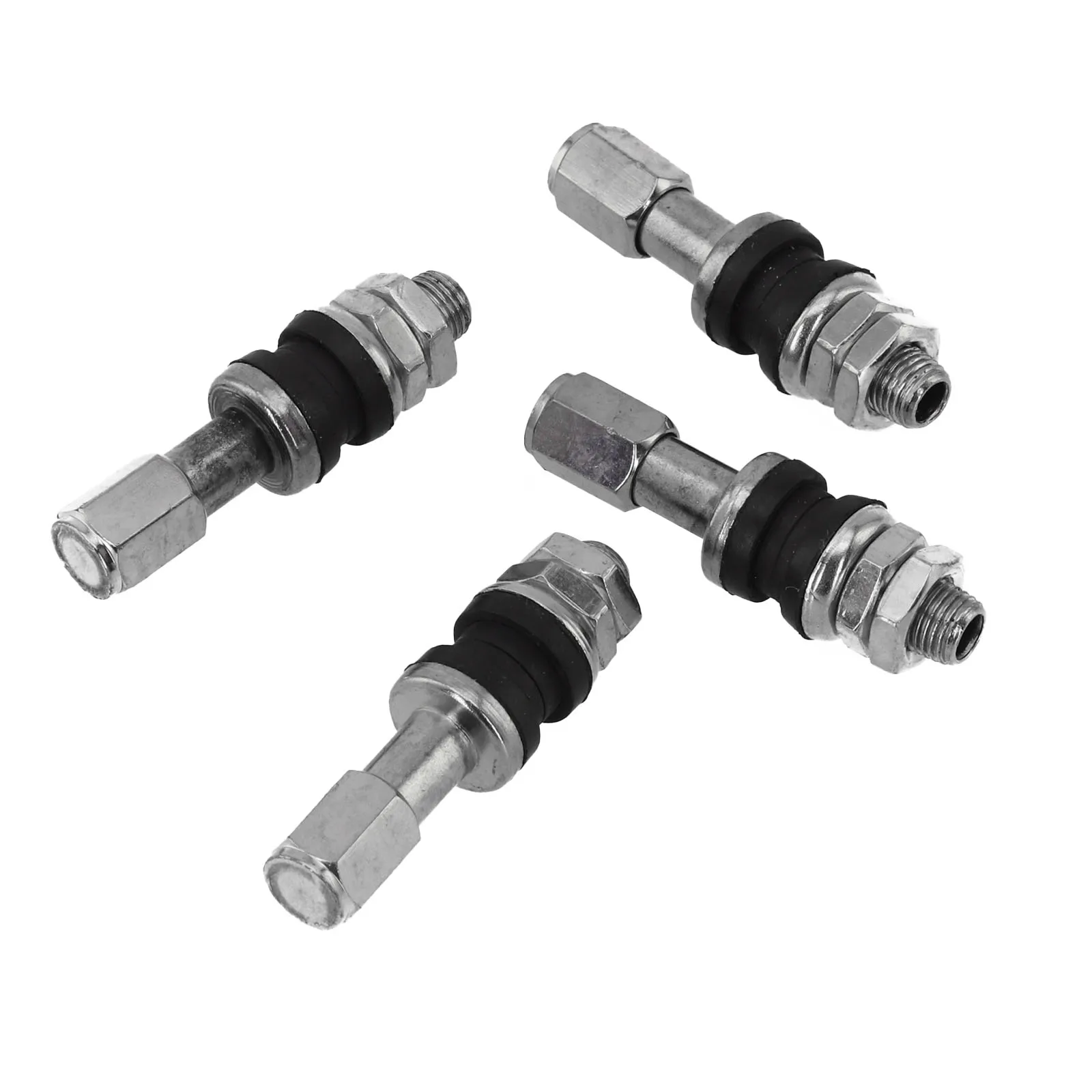 4Sets 48mm Stainless Steel Car Valve Stems TR48e Bolts Screw On Tire Valve Stems Bolt-In Tubeless Wheel Stem Dust Cap Cover