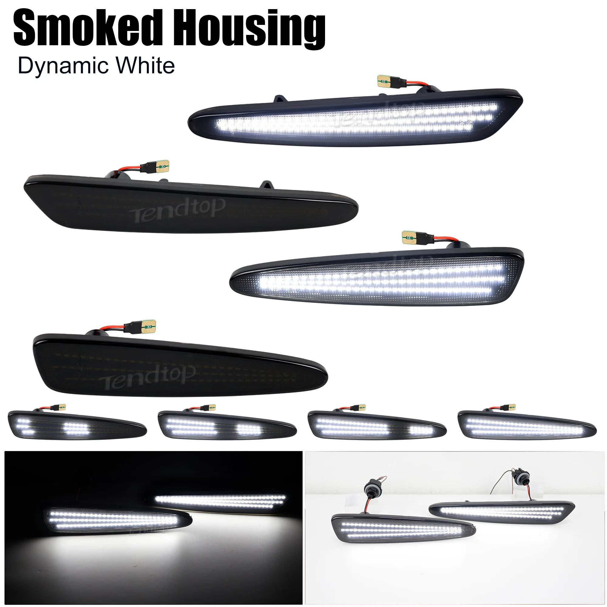 

4pcs LED Side Marker Lights Smoked Lens Front & Rear Bumper Turn Signal Light for Chevy Corvette C6