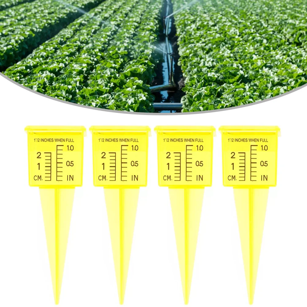 4pcs Outdoor Flowerpot Sprinkler Rain Gauge Lawn Water Gauge Rain Tool Yellow Measurement Water Daily Rainfall Outdoor