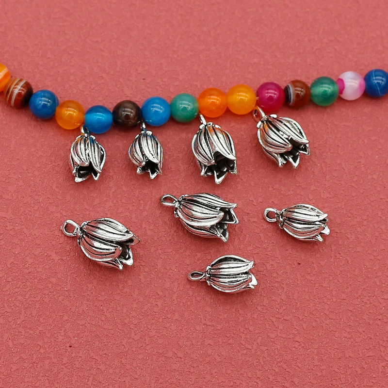 20pcs/Lot Pretty Retro Stereo Tulips Metal Charms 14mm 16.5mm Women Earrings Danglers Necklace Pendants DIY Crafts Tibetan Gifts