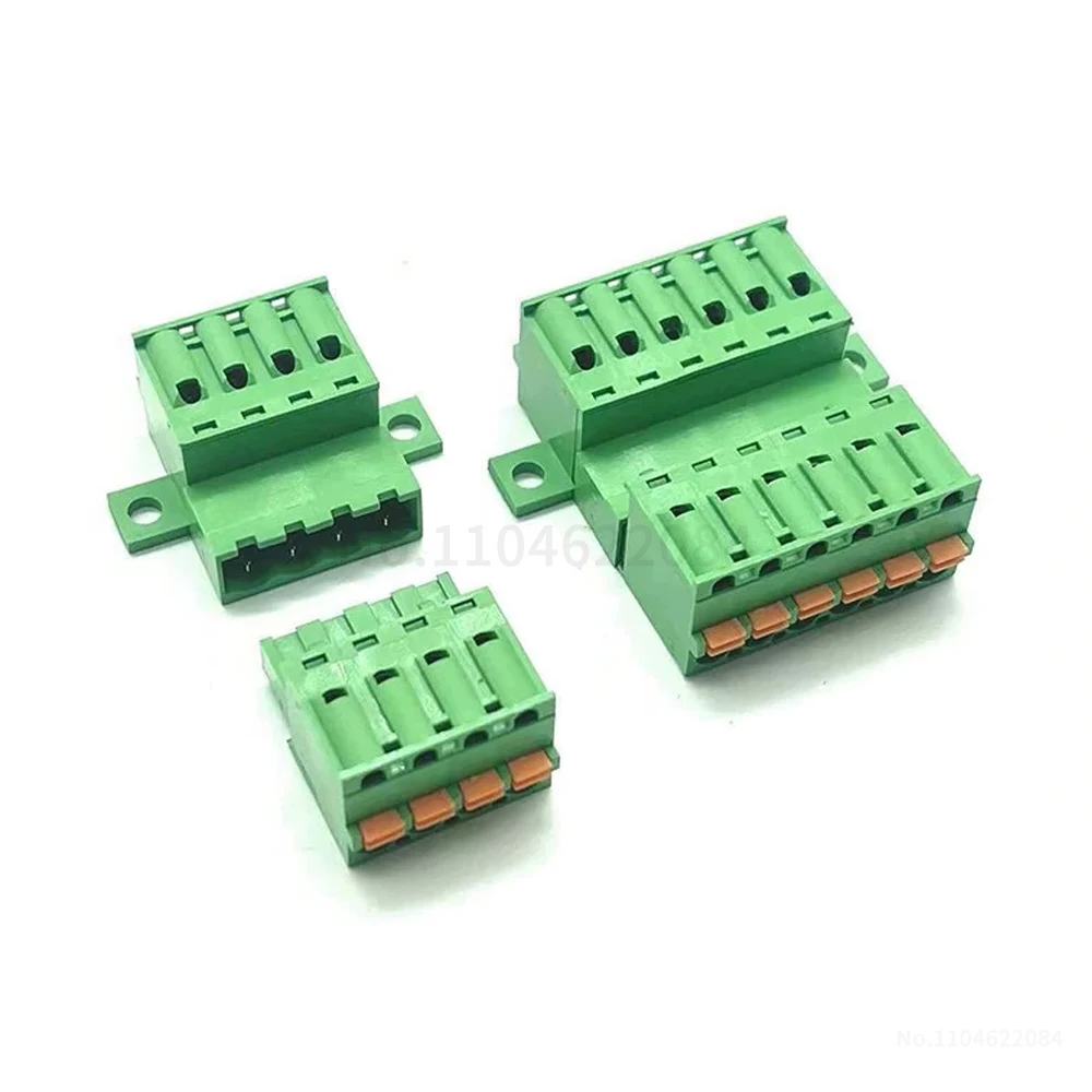 (1 Set) 2EDGKDRKC 2EDGKD 5.08mm Solderless Screwless  Spring Loaded Plug-In with Locking Plate Fixing Kit 2-24P KF 15EDGKDR 5.08